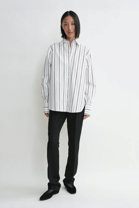 Toteme Kimono-sleeve Striped Shirt White/Black 
